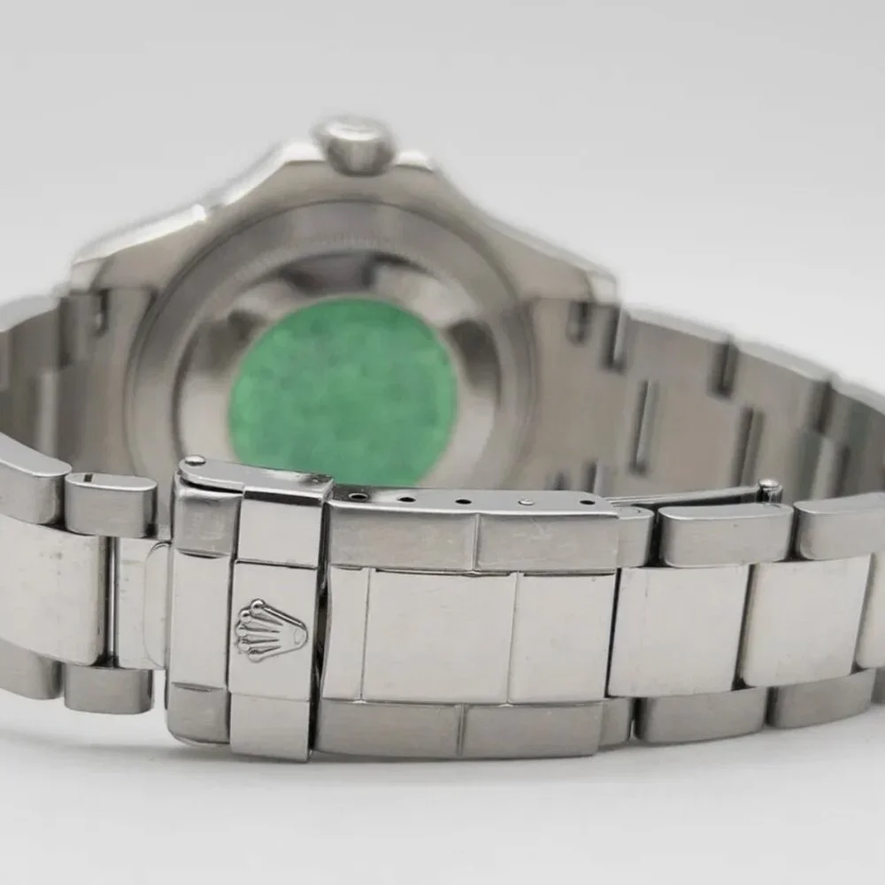 New Condition Rolex Platinum Men's Yacht Master Watch Green Sticker
